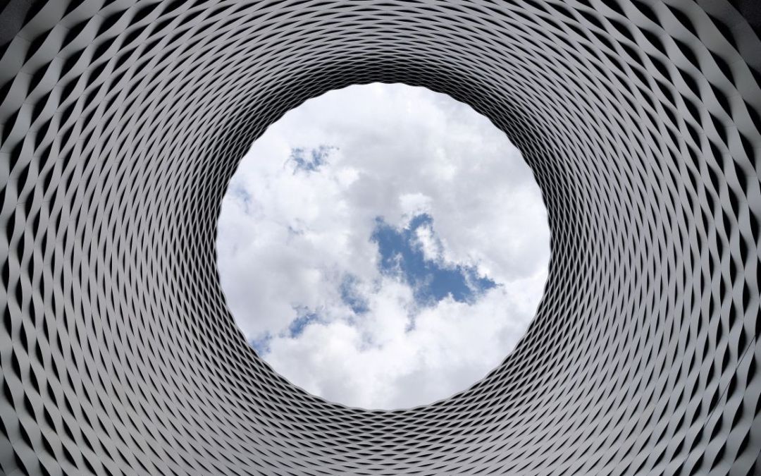 Abstract design tube looking to sky like the future
